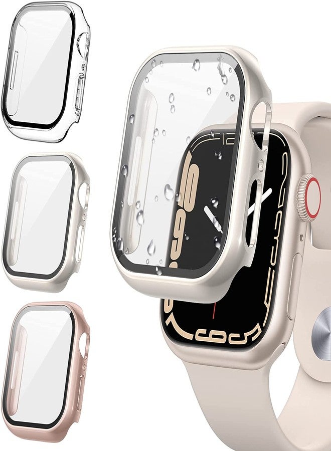 Tensea [3PCS for Apple Watch Screen Protector Case 41mm Series 9/8/7 Accessories, iWatch Protective Face Cover for Women Men, Tempered Glass Film Hard Bumper for iPhone Watch 41 mm - Image 1